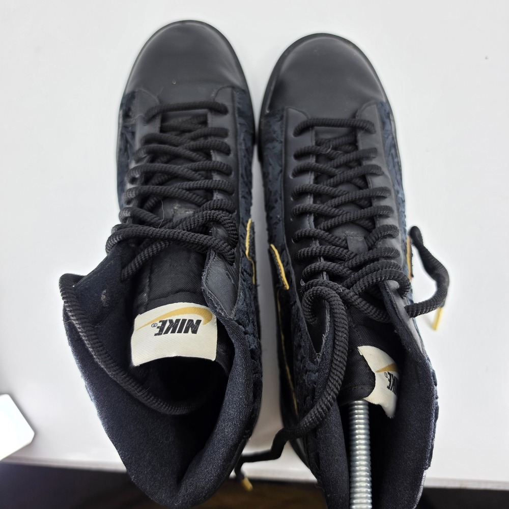 Nike Blazer Mid Black VELVET Floral Metallic Gold Sneakers AV8437 Womens 11 - Picture 7 of 10